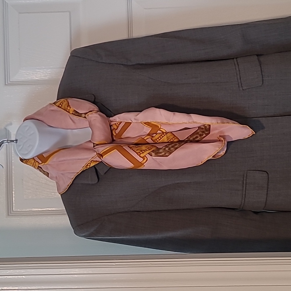 Nina Ricci Silk Scarf Pink With Classic Chain Print